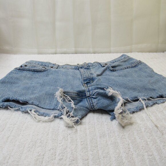 Polo Ralph Lauren Shorts Women Size 10 Blue Denim 100 % Cotton 4'" Cut Off'sY2k - Picture 2 of 12